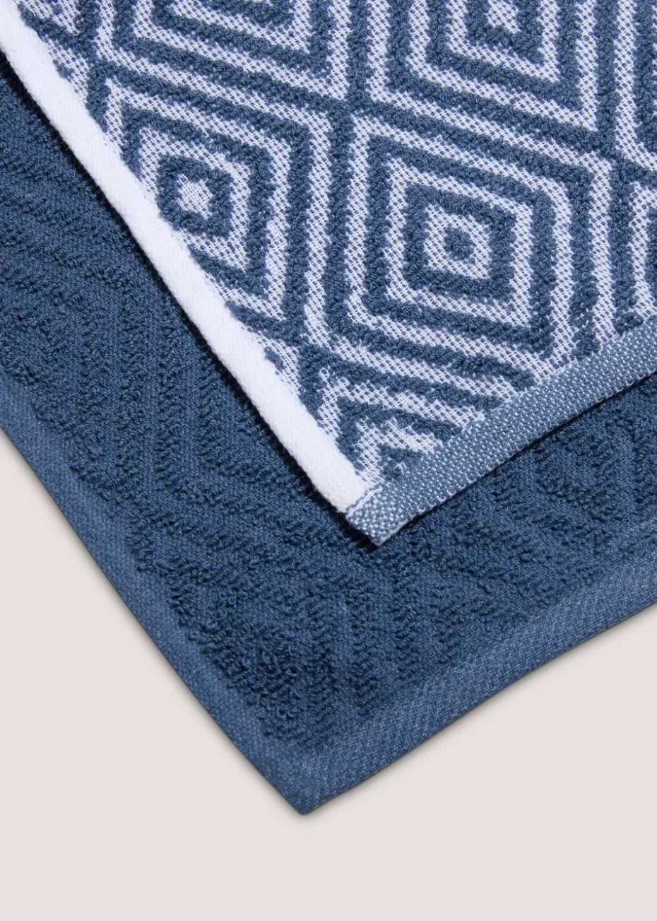 2 Pack Blue Geometric Tea Towels