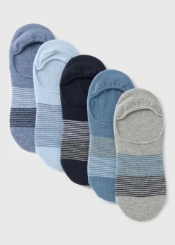 5 Pack Blue Invisible Socks