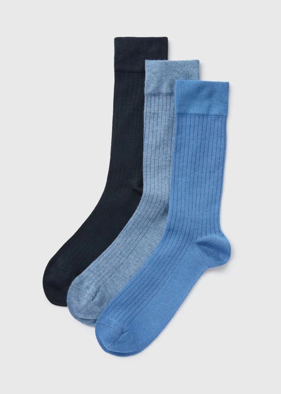 3 Pack Blue Modal Socks
