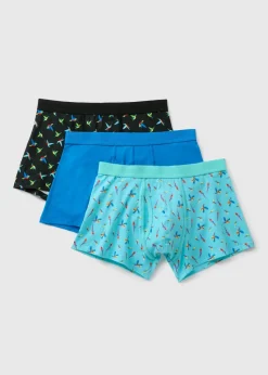 3 Pack Blue Tropical Bird Keyhole Boxers