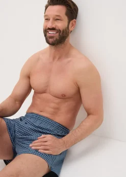 5 Pack Blue Woven Check Boxers
