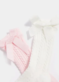 2 Pack Bow Knee High Baby Socks (Newborn-23mths)