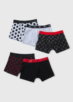 5 Pack Boys Black Football Trunks (1-13yrs)