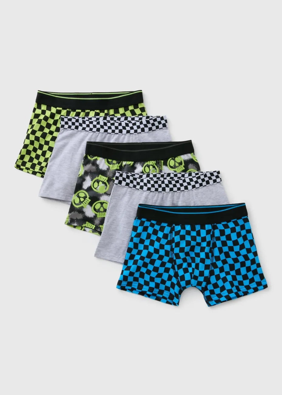 5 Pack Boys Black Graffiti Trunks
