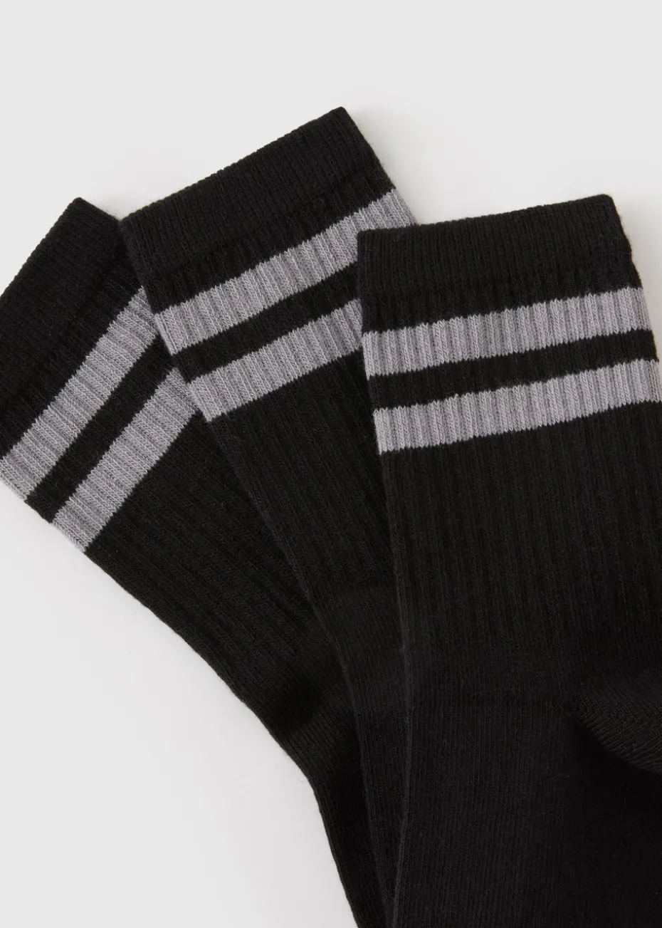3 Pack Boys Black Sports Socks (Younger 6 - Older 6.5)