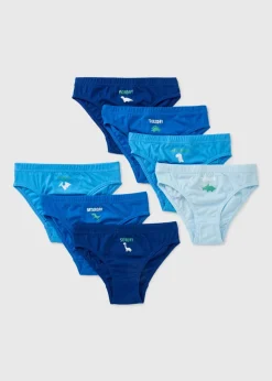 7 Pack Boys Blue Dino Briefs (1-11yrs)