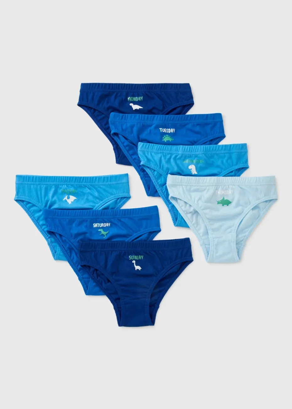 7 Pack Boys Blue Dino Briefs (1-11yrs)