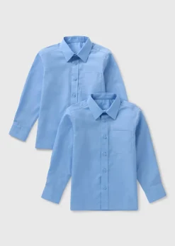 2 Pack Boys Blue Long Sleeve School Shirts (4-16yrs)