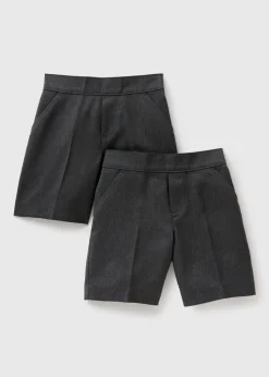 2 Pack Boys Grey Pull On Shorts (4-13yrs)