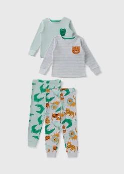 2 Pack Boys Grey/Green Safari Pyjamas (1-7yrs)