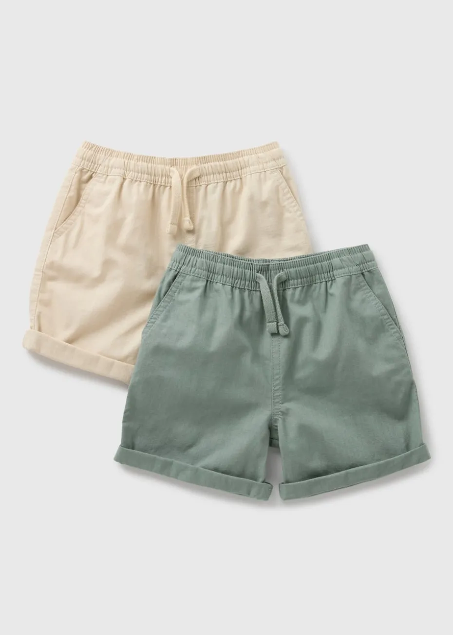 2 Pack Boys Khaki Woven Linen Shorts (1-7yrs)