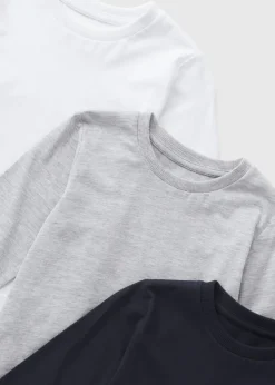 3 Pack Boys Monochrome Long Sleeve T-Shirts (1-7yrs)