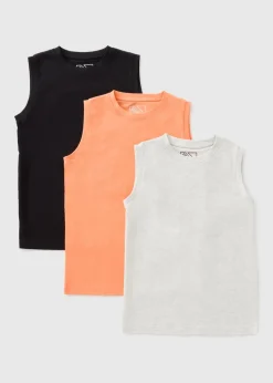 3 Pack Boys Multi Coloured Vests (7-15yrs)