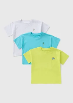 3 Pack Boys Multicolour Embroidered T-Shirts (1-7yrs)