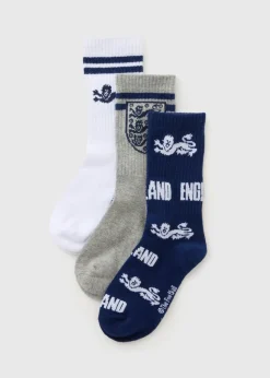 3 Pack Boys Multicolour England Socks (Younger 6-Older 6.5)