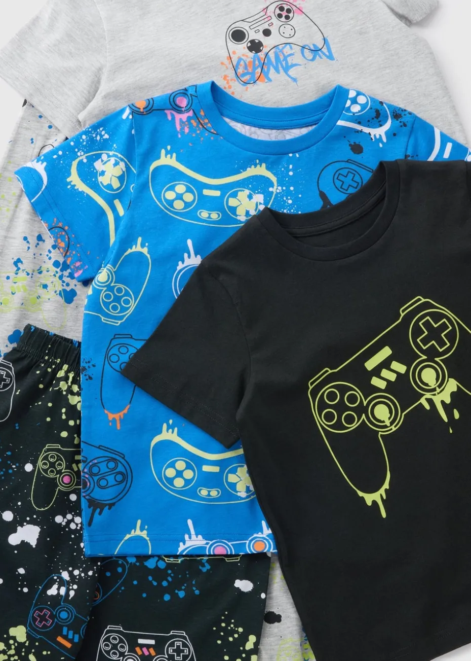 3 Pack Boys Multicolour Gamer Pyjama Set (7-13yrs)