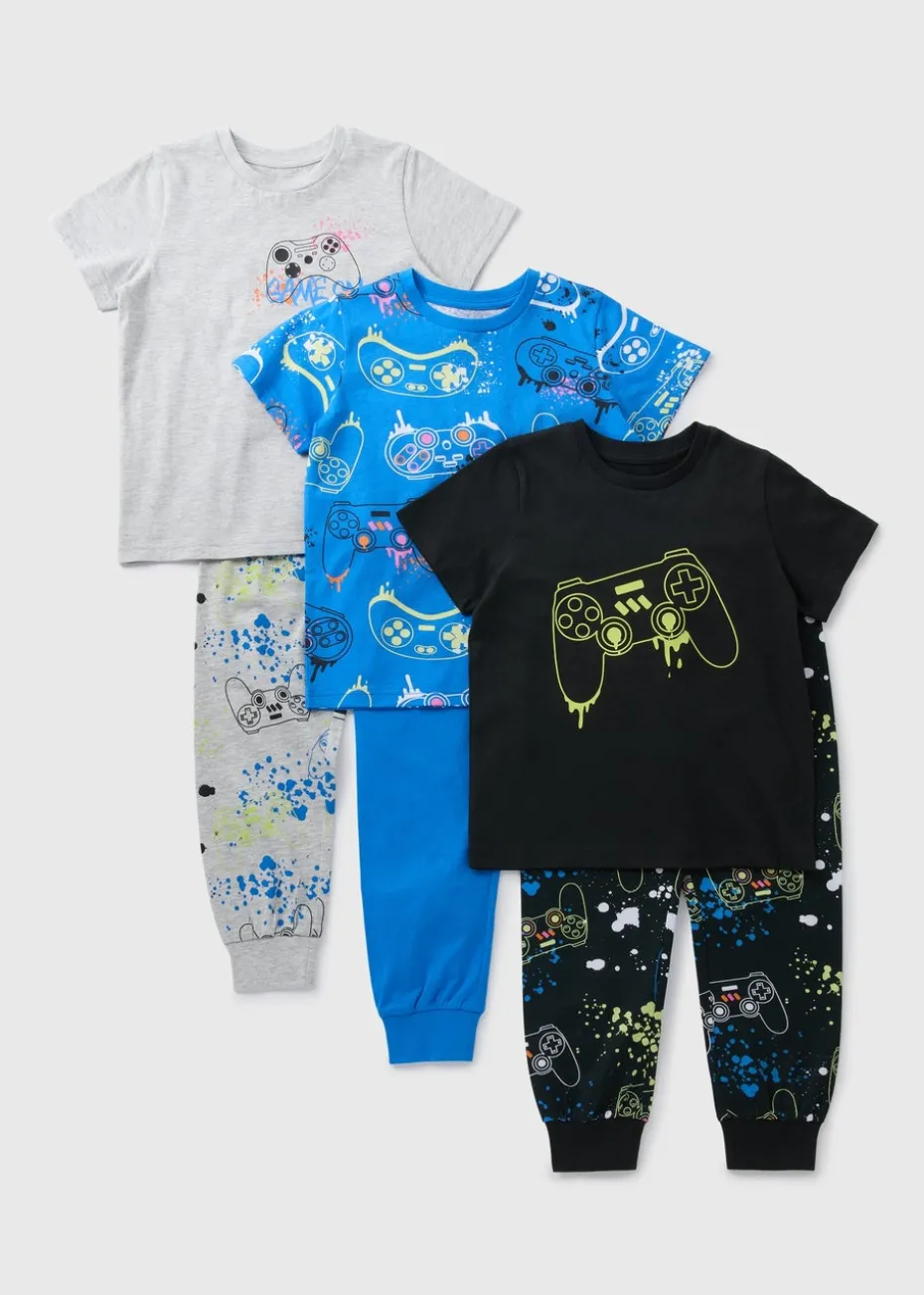 3 Pack Boys Multicolour Gamer Pyjama Set (7-13yrs)
