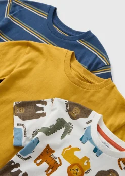 3 Pack Boys Multicolour Safari T-Shirts (1-7yrs)