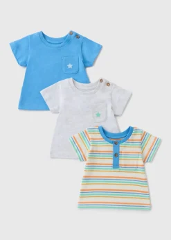 3 Pack Boys Multicolour T-Shirts (Newborn-23mths)