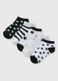 5 Pack Boys Star Trainer Socks (Younger 6-Older 6.5)