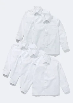5 Pack Boys White Long Sleeved Shirts (4-16yrs)