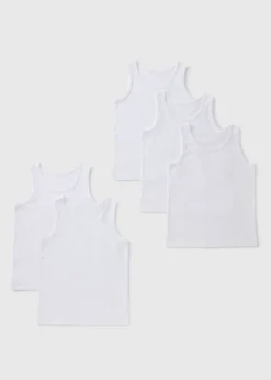 5 Pack Boys White Vests (2-13yrs)