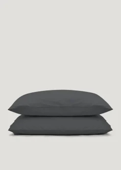 2 Pack Charcoal Polycotton Housewife Pillowcases