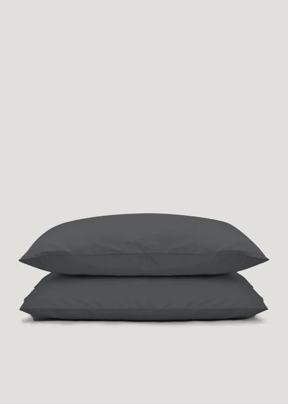 2 Pack Charcoal Polycotton Housewife Pillowcases