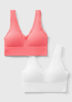 2 Pack Coral Ribbed Seamless Bralettes