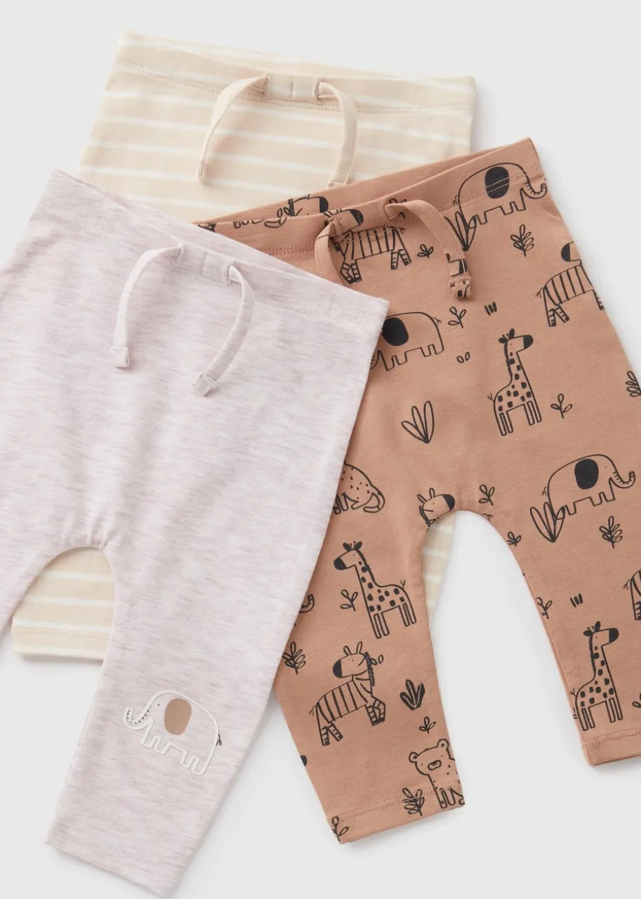 3 Pack Cream Baby Giraffe Leggings (Newborn-23mths)