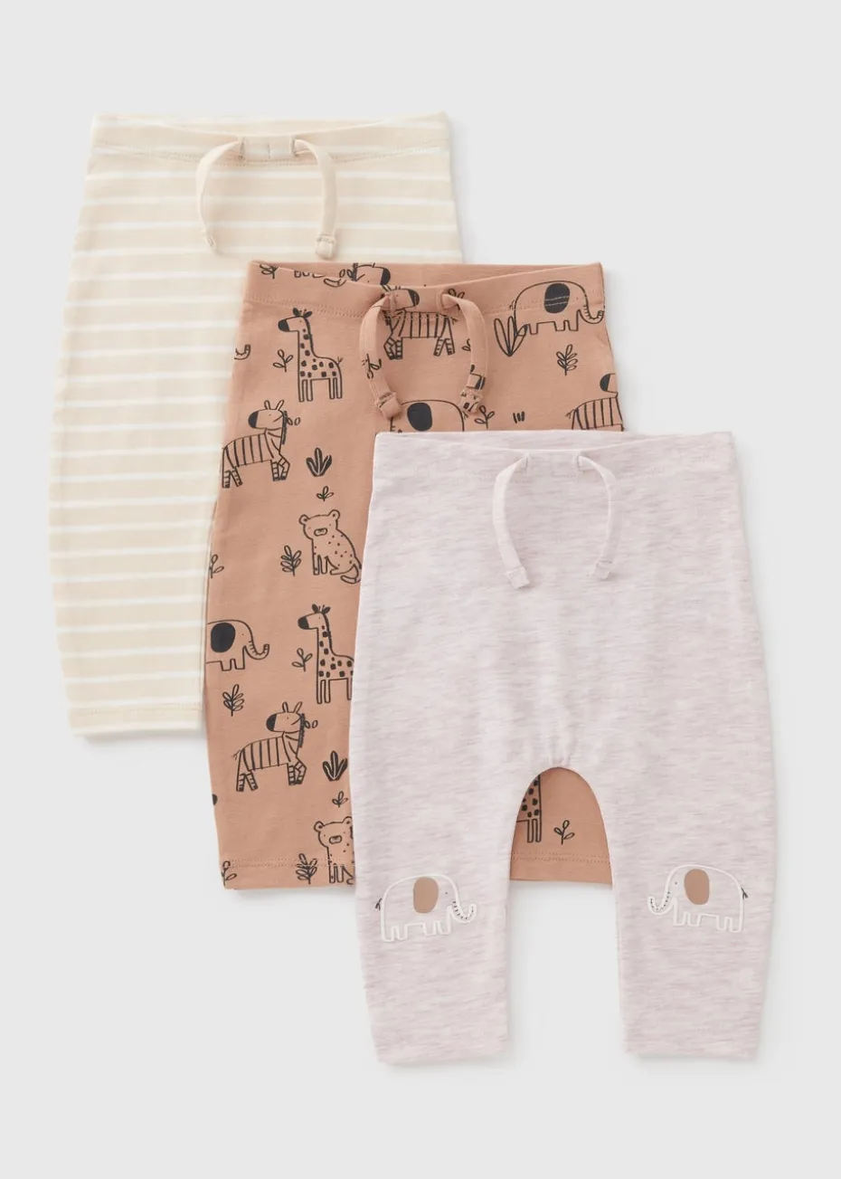 3 Pack Cream Baby Giraffe Leggings (Newborn-23mths)