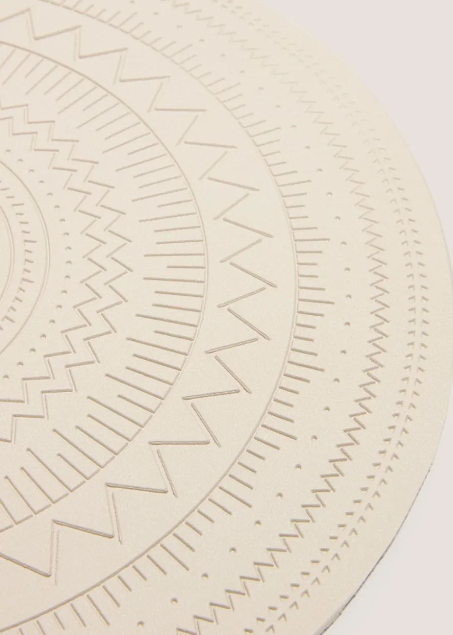 2 Pack Cream Faux Leather Patterned Place Mats