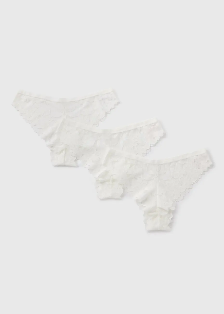 3 Pack Cream Lace Brazilian Knickers