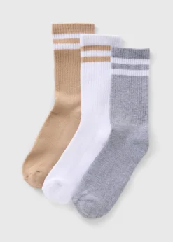 3 Pack Cream Sports Socks