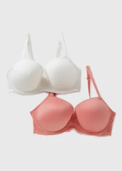 2 Pack DD+ Pink & Cream Padded Bras