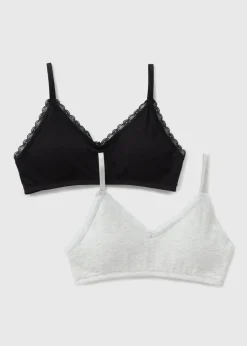 2 Pack Girls Black & Grey Padded Crop Tops (8-13yrs)