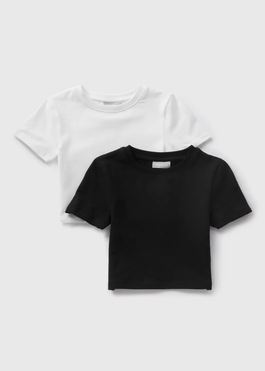 2 Pack Girls Black & White T-Shirts (7-15yrs)