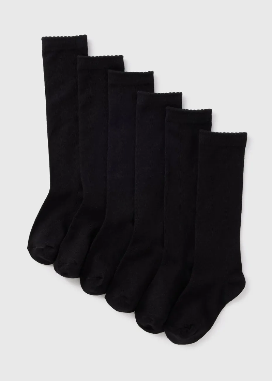 5 Pack Girls Black Knee High Socks (Younger 6-Older 5.5)