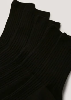 5 Pack Girls Black Ribbed Socks (Younger 9-Older 6.5)