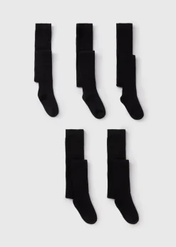 5 Pack Girls Black Soft Tights (2-13yrs)