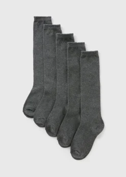 5 Pack Girls Grey Diamond Socks (Younger 6-Older 5.5)