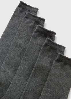 5 Pack Girls Grey Diamond Socks (Younger 6-Older 5.5)