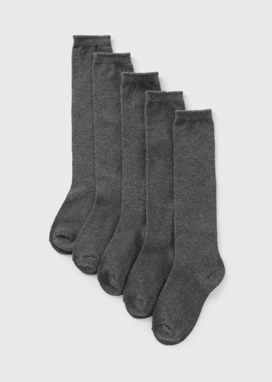 5 Pack Girls Grey Diamond Socks (Younger 6-Older 5.5)