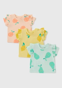 3 Pack Girls Multi Colour Fruit Tops (Newborn-23mths)