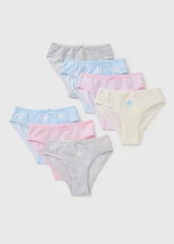 7 Pack Girls Multi Coloured Star Briefs (1-13yrs)