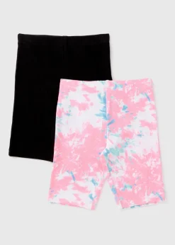 2 Pack Girls Multicolour Cycling Shorts (7-15yrs)