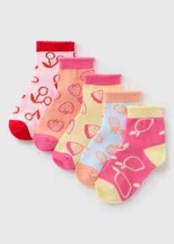 5 Pack Girls Multicolour Fruit Socks (Younger 6-Older 6.5)