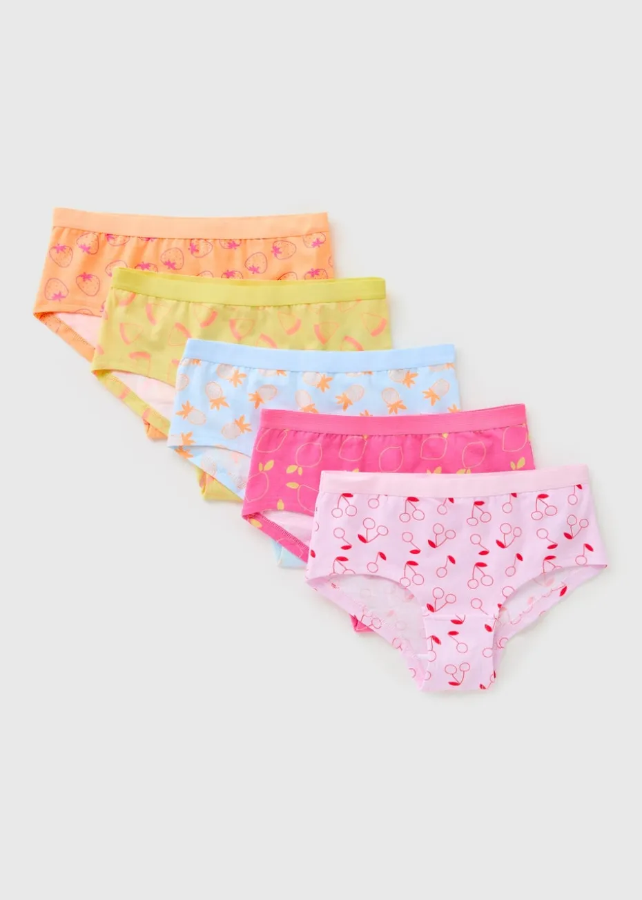 5 Pack Girls Multicolour Fruit Knickers (6-13yrs)