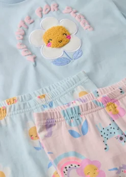 2 Pack Girls Multicolour Floral Pyjama Set (1-7yrs)
