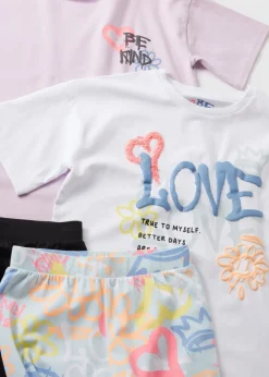 2 Pack Girls Multicolour Graffiti Pyjama Sets (7-13yrs)